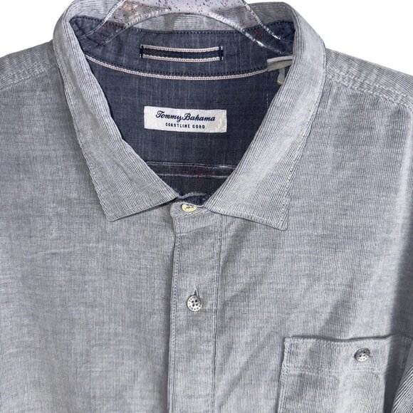 Tommy Bahama Coastline Cord Long Sleeve Shirt Men's Big & Tall 3XB Zinc Gray - Picture 2 of 11